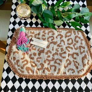 Anthropologie Beaded Leopard Clutch Purse